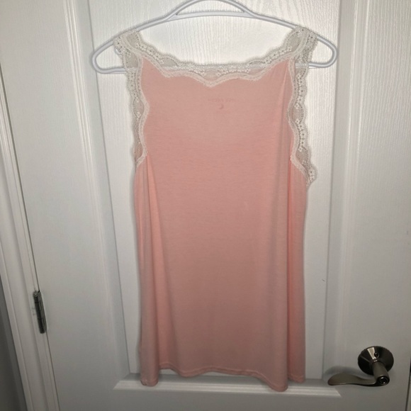 Joe Fresh Pink Pajama Tank Top with White Lace Trim (Slightly See Through) - Picture 2 of 3